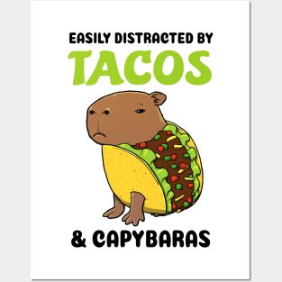 Easily Distracted by Tacos and Capybaras Posters and Art